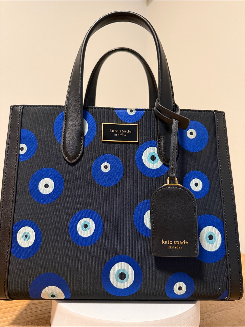 Kate Spade New York Black Tote with Blue Evil Eye Print